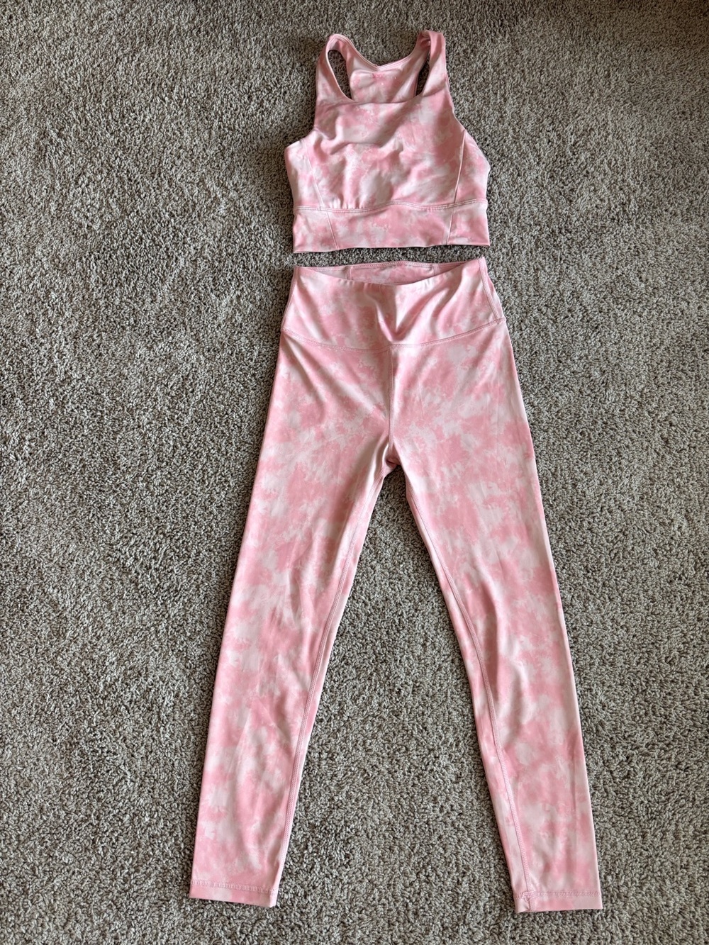 ALLFENIX Pink Tie-Dye Leggings & Sports Bra Set